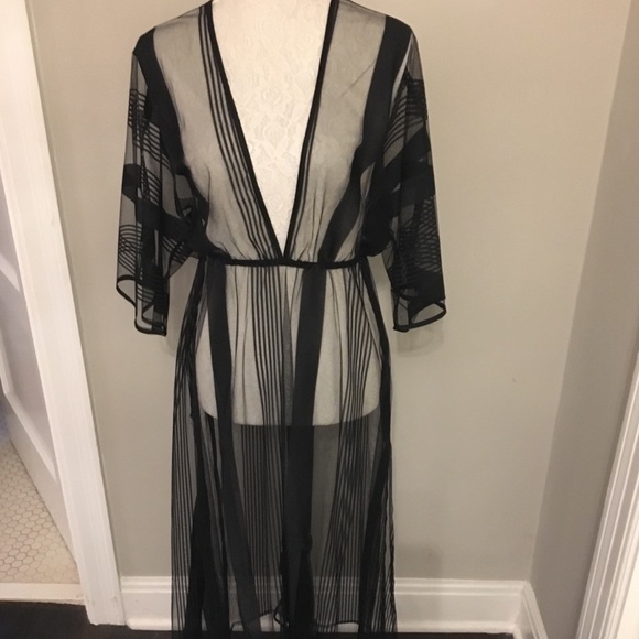 Dresses & Skirts - Long Black Striped Shear Maxi Dress